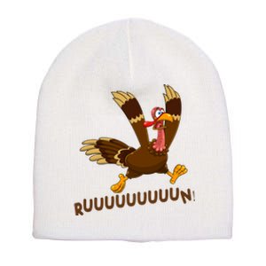 Run Funny Thanksgiving Turkey Short Acrylic Beanie