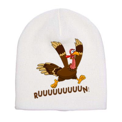 Run Funny Thanksgiving Turkey Short Acrylic Beanie