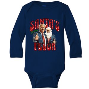 Retro Funny Trump Santa’S Favorite Felon Christmas 2024 Baby Long Sleeve Bodysuit