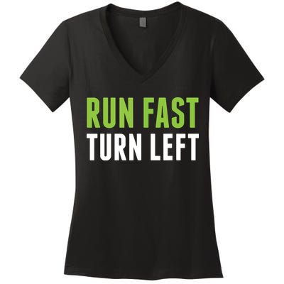 Run Fast Turn Left Track And Field Women's V-Neck T-Shirt