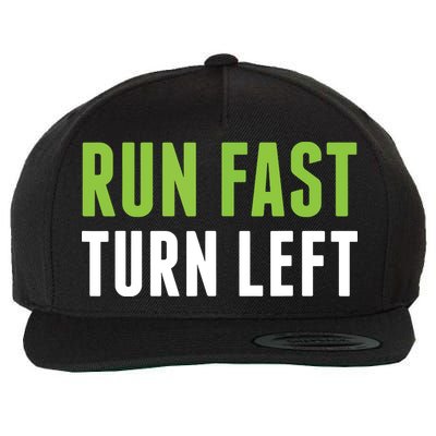 Run Fast Turn Left Track And Field Wool Snapback Cap