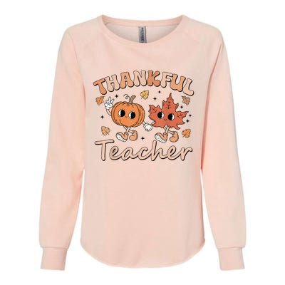 Retro Fall Thankful Teacher Thanksgiving Womens California Wash Sweatshirt