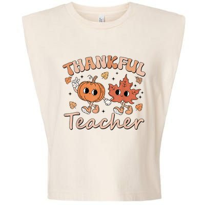 Retro Fall Thankful Teacher Thanksgiving Garment-Dyed Women's Muscle Tee