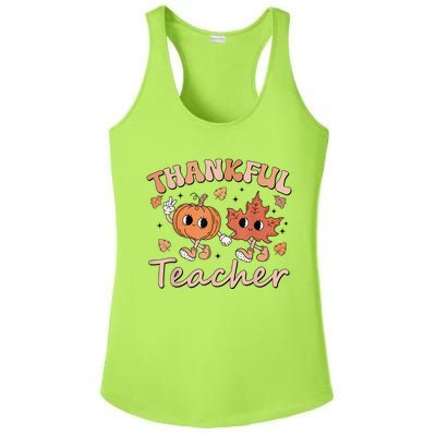 Retro Fall Thankful Teacher Thanksgiving Ladies PosiCharge Competitor Racerback Tank