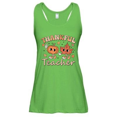 Retro Fall Thankful Teacher Thanksgiving Ladies Essential Flowy Tank