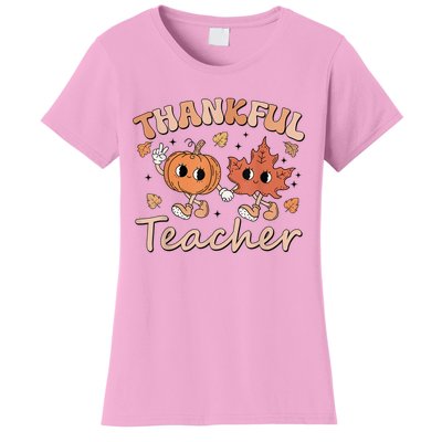 Retro Fall Thankful Teacher Thanksgiving Women's T-Shirt