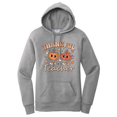 Retro Fall Thankful Teacher Thanksgiving Women's Pullover Hoodie