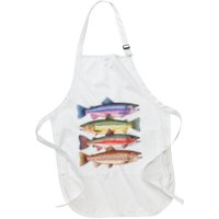 River Fish Trout Salmon Colorful Trout In A Row Full-Length Apron With Pockets