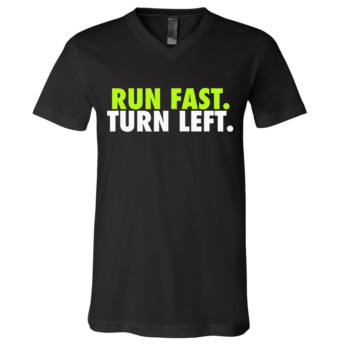 Run Fast Turn Left Funny Track Runner Motivational Fitness V-Neck T-Shirt