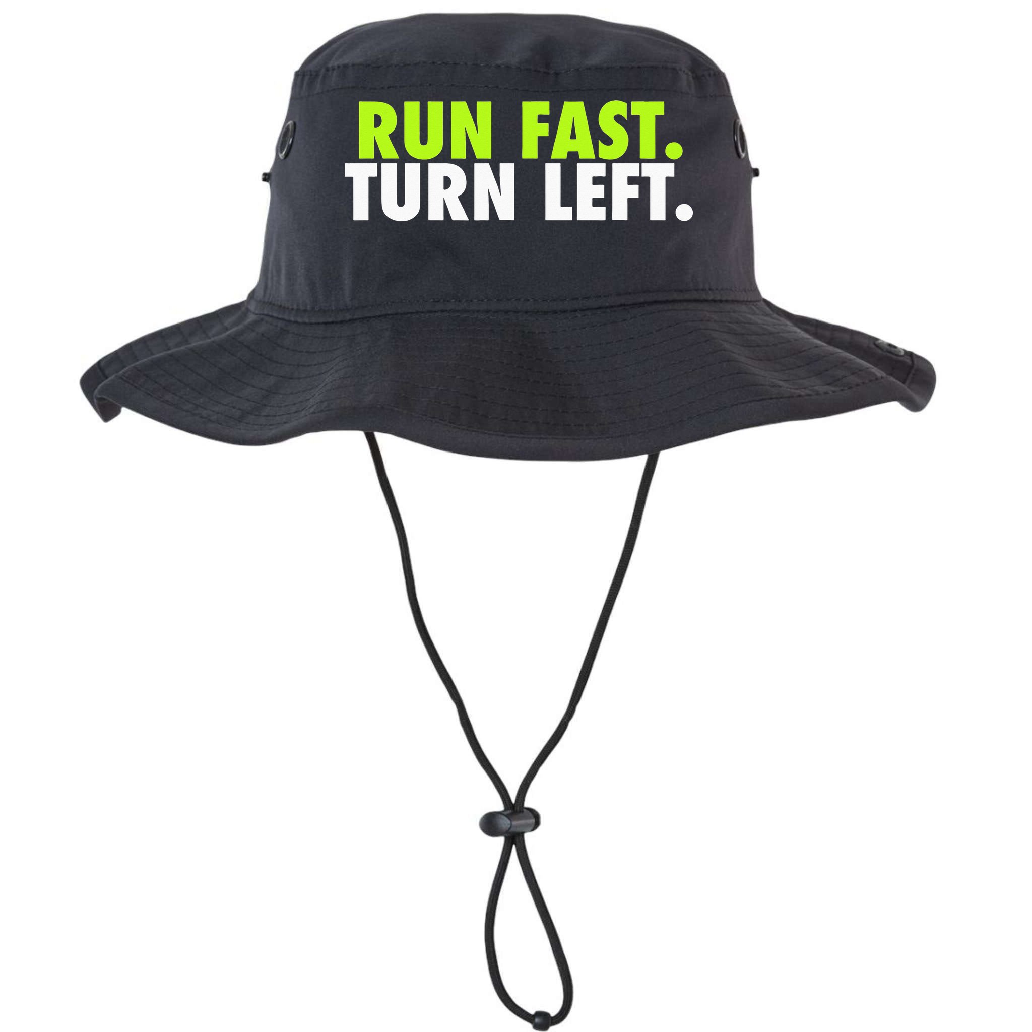 Run Fast Turn Left Funny Track Runner Motivational Fitness Bucket Hat