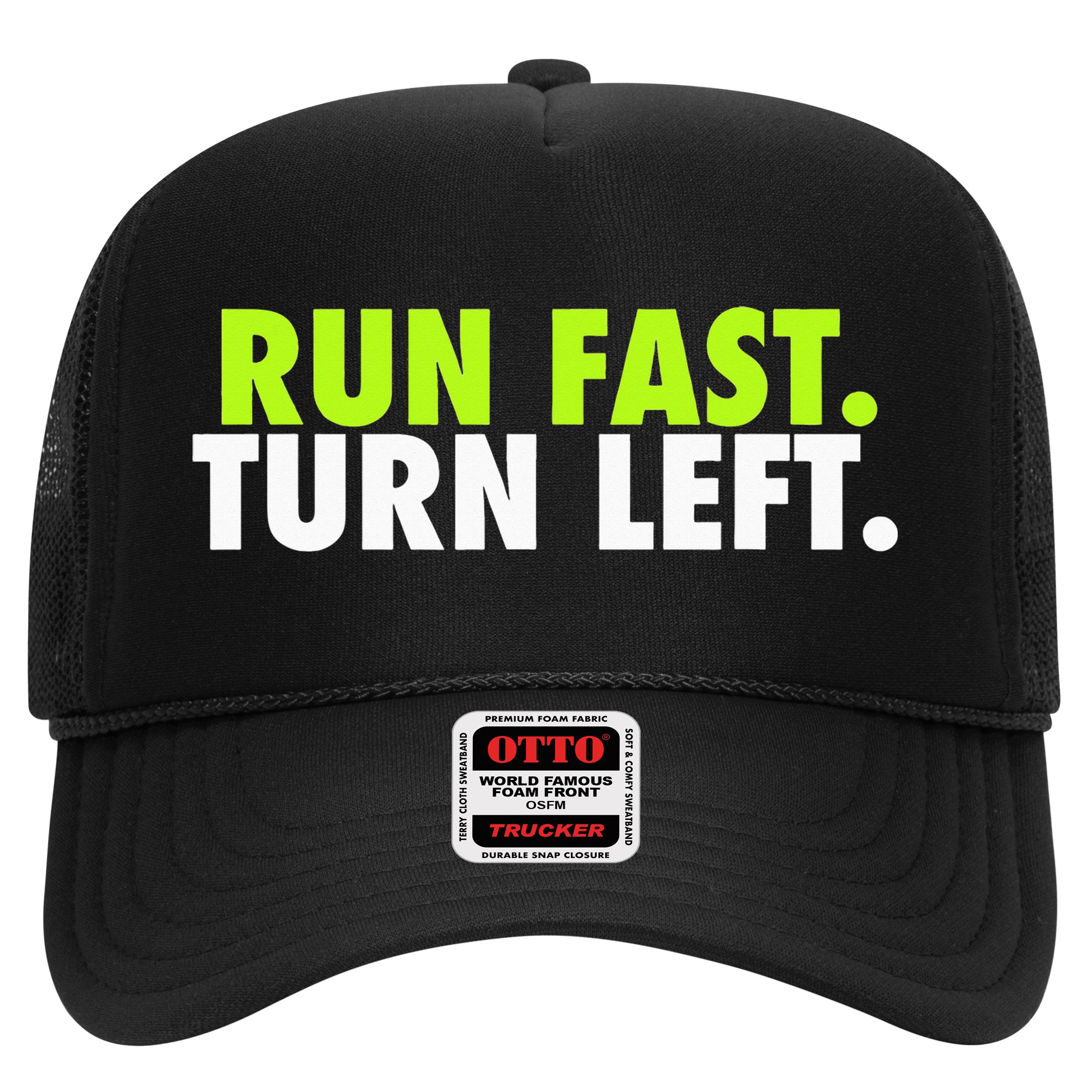 Run Fast Turn Left Funny Track Runner Motivational Fitness Hat