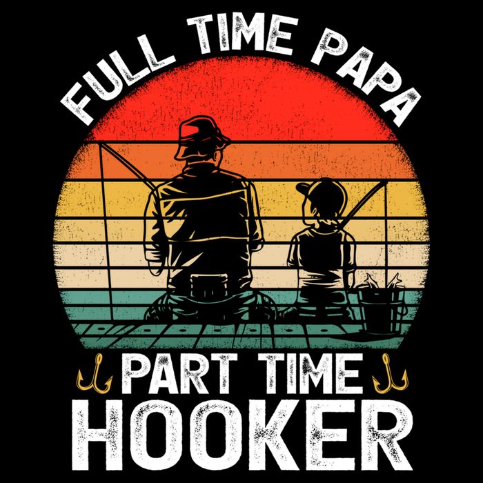 Retro Full Time Papa Part Time Hooker Father's Day Fishing Gift Flat Bill Trucker Hat