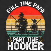 Retro Full Time Papa Part Time Hooker Father's Day Fishing Gift Large Microfiber Waffle Golf Towel