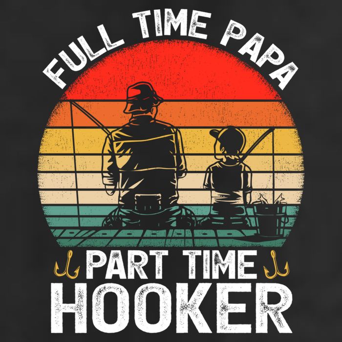 Retro Full Time Papa Part Time Hooker Father's Day Fishing Gift Large Microfiber Waffle Golf Towel