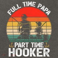 Retro Full Time Papa Part Time Hooker Father's Day Fishing Gift Cotton Canvas Backpack