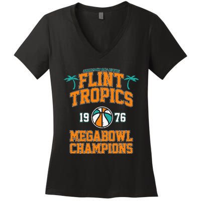 Retro Flint Tropics Vintage Megabowl Champions Volleyball Women's V-Neck T-Shirt