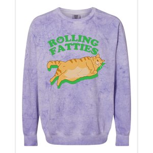 Rolling Fatties: The Purrfect Blend Of Cannabis And Cat Humor Colorblast Crewneck Sweatshirt