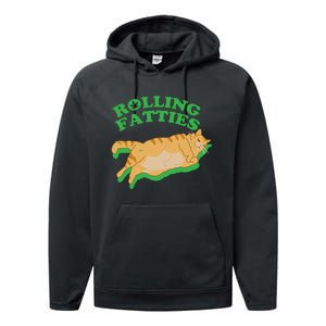 Rolling Fatties: The Purrfect Blend Of Cannabis And Cat Humor Performance Fleece Hoodie