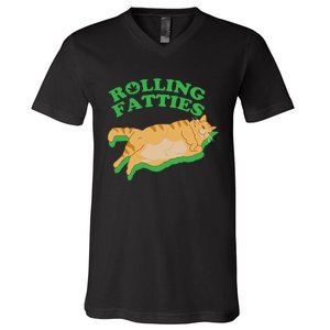 Rolling Fatties: The Purrfect Blend Of Cannabis And Cat Humor V-Neck T-Shirt