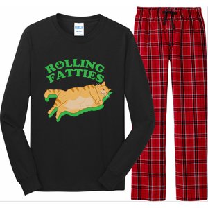 Rolling Fatties: The Purrfect Blend Of Cannabis And Cat Humor Long Sleeve Pajama Set