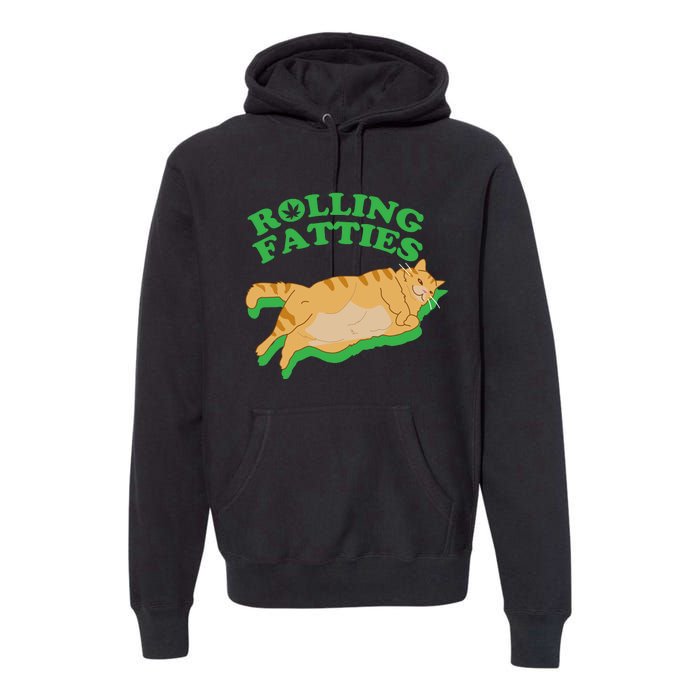 Rolling Fatties: The Purrfect Blend Of Cannabis And Cat Humor Premium Hoodie