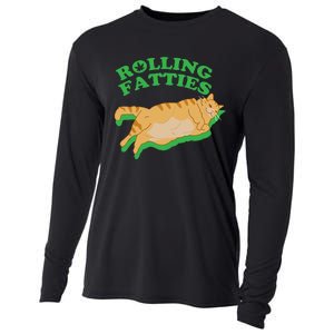 Rolling Fatties: The Purrfect Blend Of Cannabis And Cat Humor Cooling Performance Long Sleeve Crew