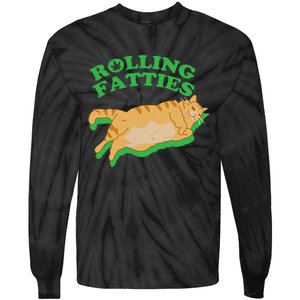 Rolling Fatties: The Purrfect Blend Of Cannabis And Cat Humor Tie-Dye Long Sleeve Shirt