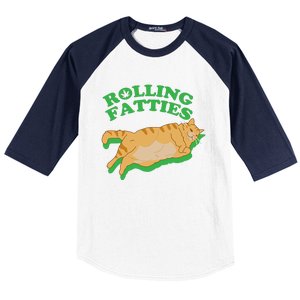 Rolling Fatties: The Purrfect Blend Of Cannabis And Cat Humor Baseball Sleeve Shirt