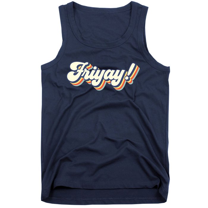 Retro Friyay Teacher Friday Funny Weekend Frinally Mom Life Tank Top