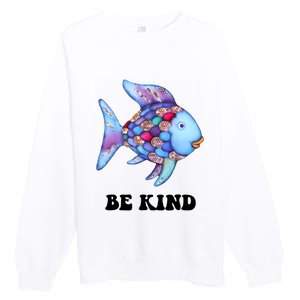 Rainbow Fish Teacher Life Teaching Back To School Premium Crewneck Sweatshirt