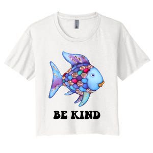 Rainbow Fish Teacher Life Teaching Back To School Women's Crop Top Tee