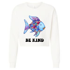 Rainbow Fish Teacher Life Teaching Back To School Cropped Pullover Crew