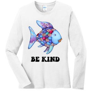 Rainbow Fish Teacher Life Teaching Back To School Ladies Long Sleeve Shirt