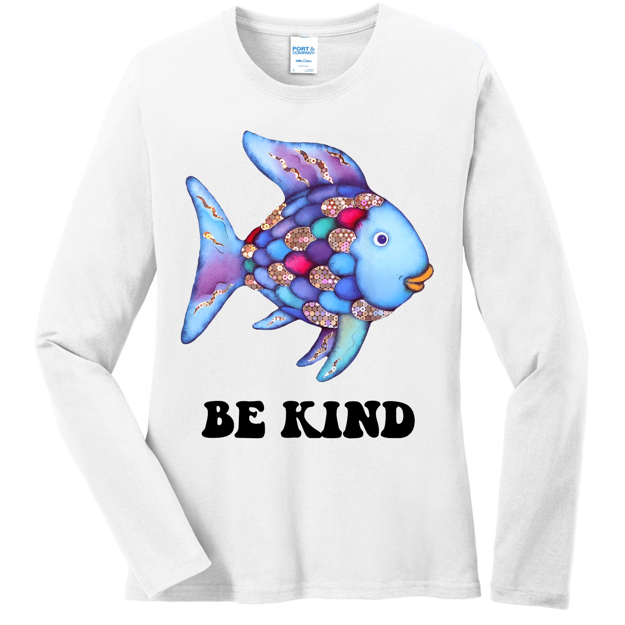 Rainbow Fish Teacher Life Teaching Back To School Ladies Long Sleeve Shirt