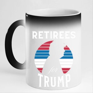 Retirees For Trump 2024 Take America Back Election Great Gift 11oz Black Color Changing Mug