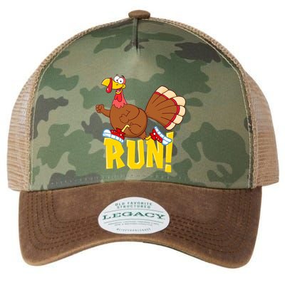 Run! Funny Thanksgiving Running 5k Race Turkey Trot Legacy Tie Dye Trucker Hat