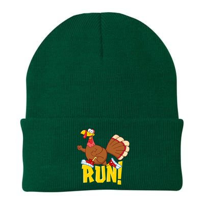 Run! Funny Thanksgiving Running 5k Race Turkey Trot Knit Cap Winter Beanie