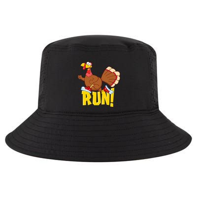 Run! Funny Thanksgiving Running 5k Race Turkey Trot Cool Comfort Performance Bucket Hat
