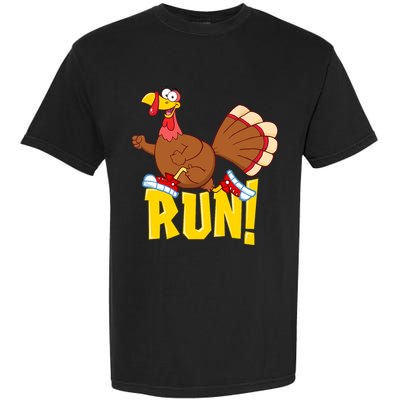 Run! Funny Thanksgiving Running 5k Race Turkey Trot Garment-Dyed Heavyweight T-Shirt