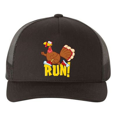 Run! Funny Thanksgiving Running 5k Race Turkey Trot Yupoong Adult 5-Panel Trucker Hat