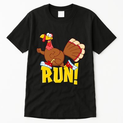 Run! Funny Thanksgiving Running 5k Race Turkey Trot Tall T-Shirt
