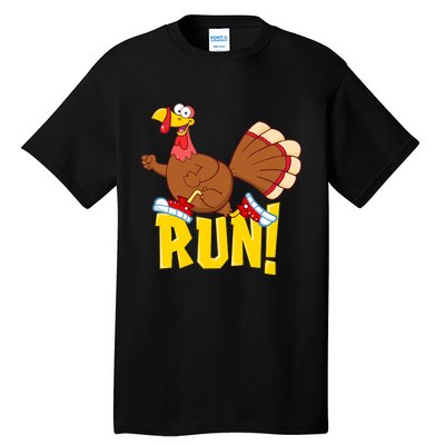 Run! Funny Thanksgiving Running 5k Race Turkey Trot Tall T-Shirt