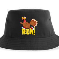 Run! Funny Thanksgiving Running 5k Race Turkey Trot Sustainable Bucket Hat