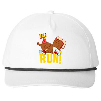 Run! Funny Thanksgiving Running 5k Race Turkey Trot Snapback Five-Panel Rope Hat