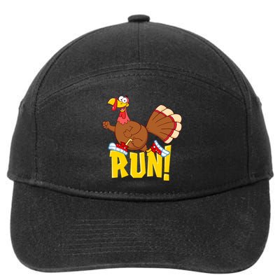 Run! Funny Thanksgiving Running 5k Race Turkey Trot 7-Panel Snapback Hat