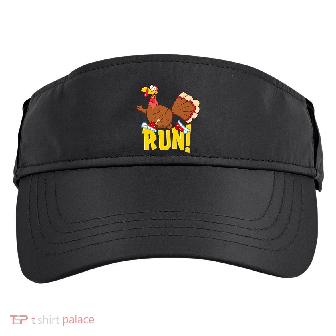 Run! Funny Thanksgiving Running 5k Race Turkey Trot Adult Drive Performance Visor