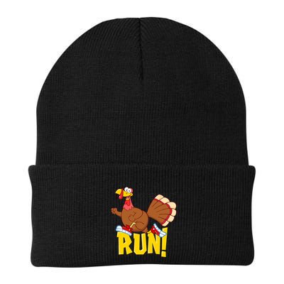 Run! Funny Thanksgiving Running 5k Race Turkey Trot Beanie