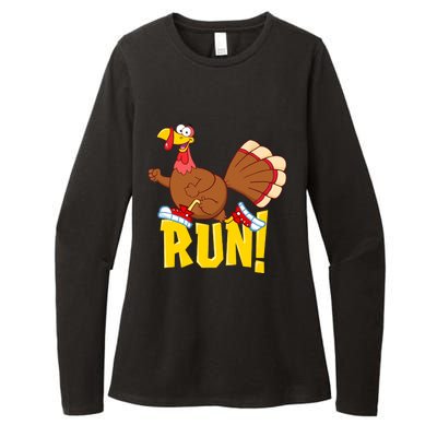 Run! Funny Thanksgiving Running 5k Race Turkey Trot Womens CVC Long Sleeve Shirt