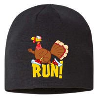 Run! Funny Thanksgiving Running 5k Race Turkey Trot Sustainable Beanie