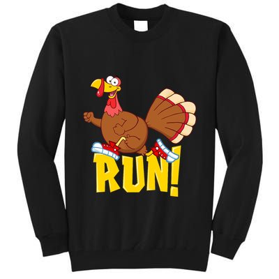 Run! Funny Thanksgiving Running 5k Race Turkey Trot Tall Sweatshirt